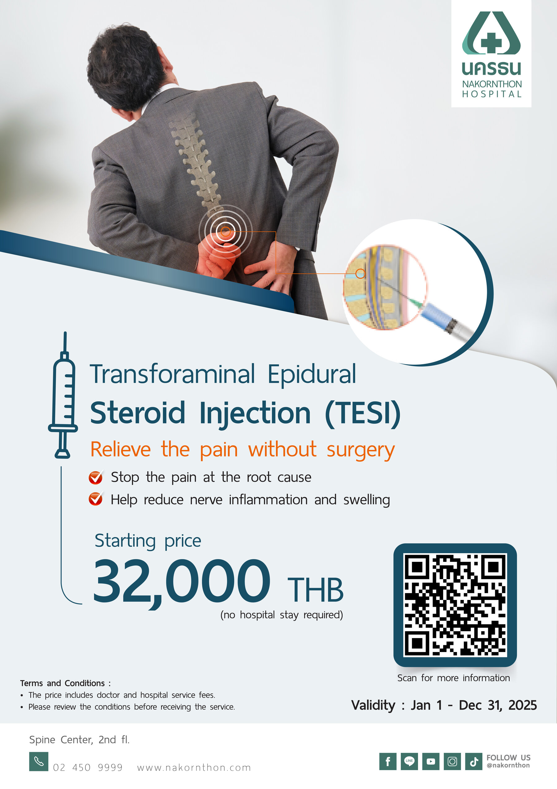 Transforaminal Epidural Steroid Injection (TESI), Relieve the pain without surgery