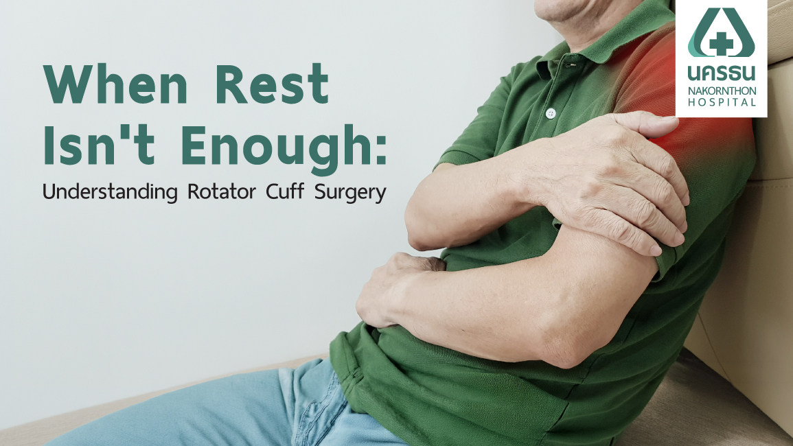 Man holding his shoulder in discomfort, a common sign that may lead to rotator cuff surgery
