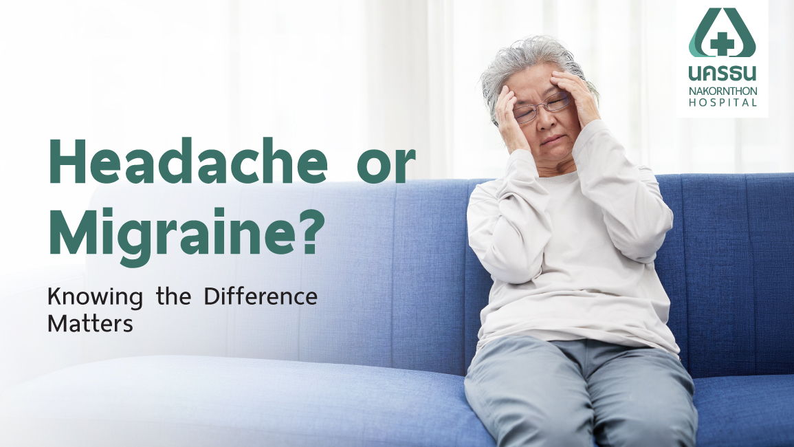 An elderly woman having a headache. It’s important to know how migraines and headaches differ